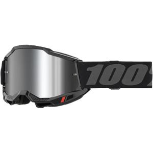 Kindercrossbril 100% Accuri 2 Junior zwart met zilverkleurig plexiglas