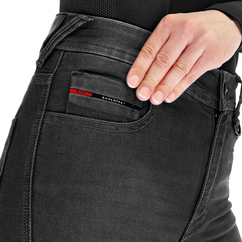 Shima Ridge dames motorjeans verlengd zwart
