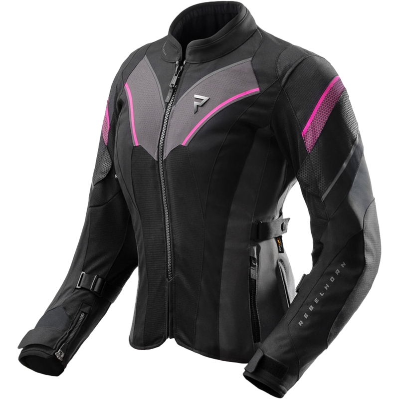 Damesfietsjack Hiflow V zwart-grijs-roze