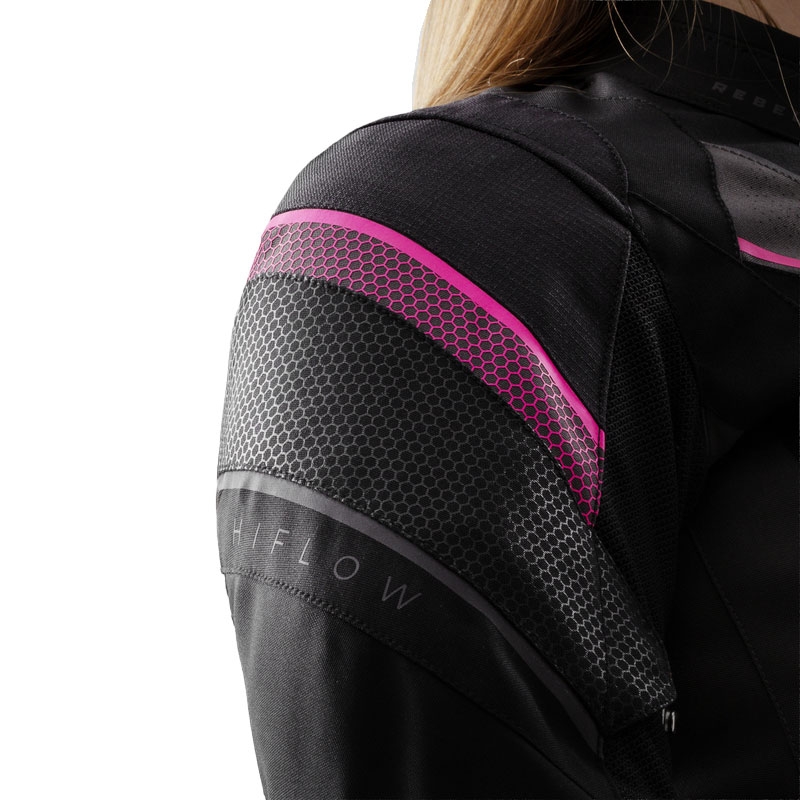 Damesfietsjack Hiflow V zwart-grijs-roze