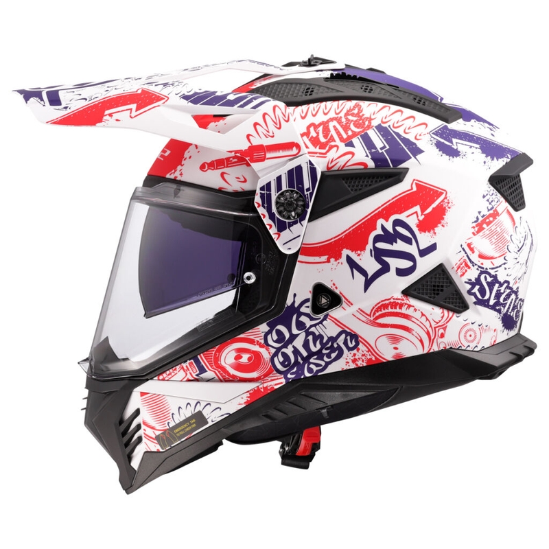 Enduro motorhelm LS2 MX702 Pioneer II Fantasy wit-rood-blauw