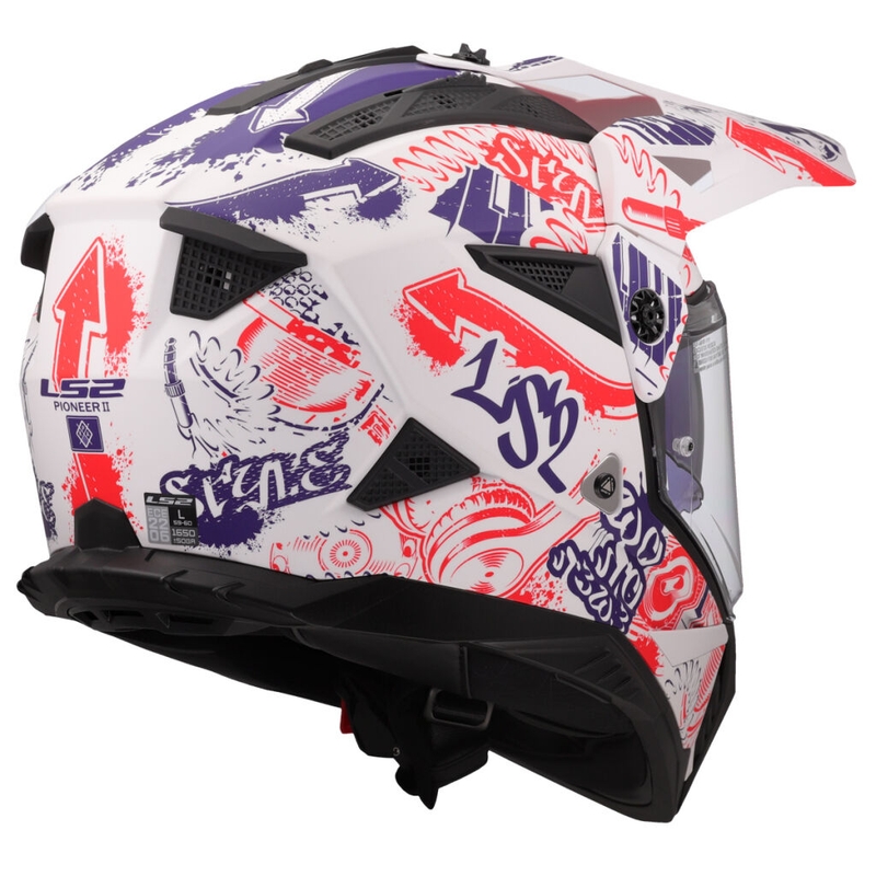 Enduro motorhelm LS2 MX702 Pioneer II Fantasy wit-rood-blauw