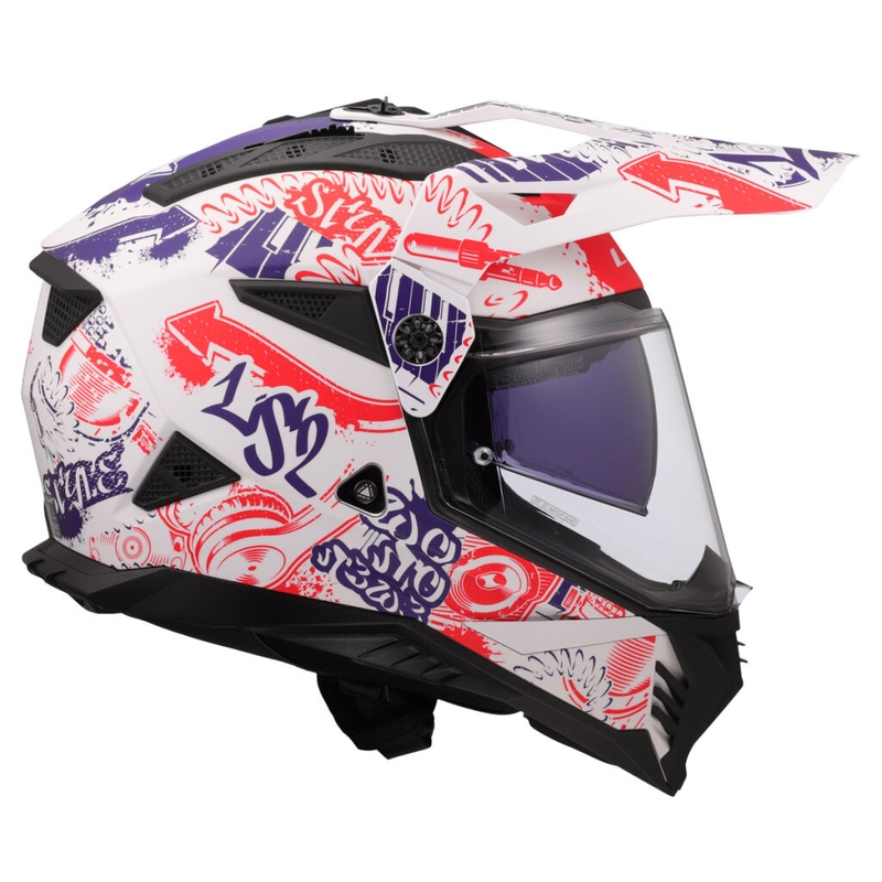 Enduro motorhelm LS2 MX702 Pioneer II Fantasy wit-rood-blauw