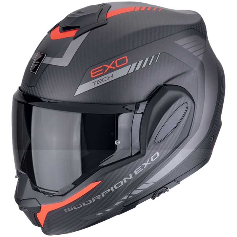Opvouwbare motorhelm Scorpion EXO-TECH EVO CARBON COSY mat zwart-rood