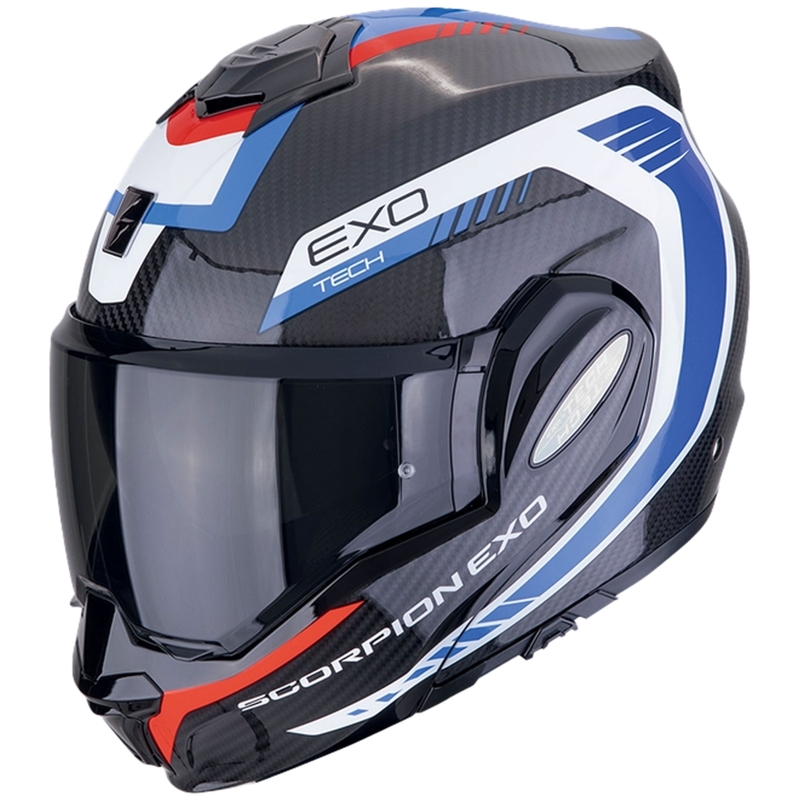Opvouwbare motorhelm Scorpion EXO-TECH EVO CARBON COSY zwart-blauw-rood