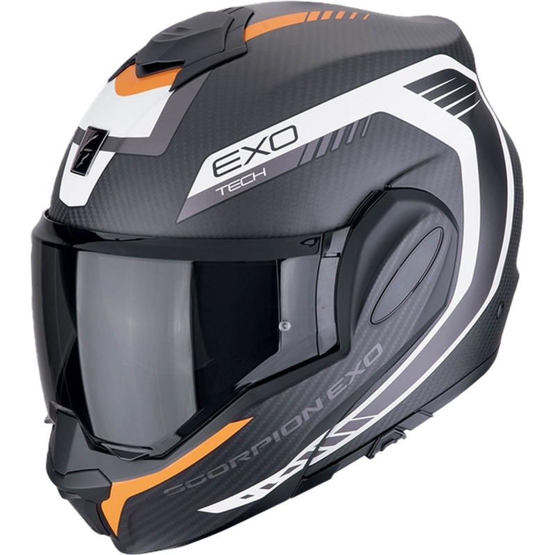 Opvouwbare motorhelm Scorpion EXO-TECH EVO CARBON COSY mat zwart-oranje