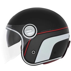 Open motorhelm NOX PREMIUM Heritage mat zwart-rood-wit