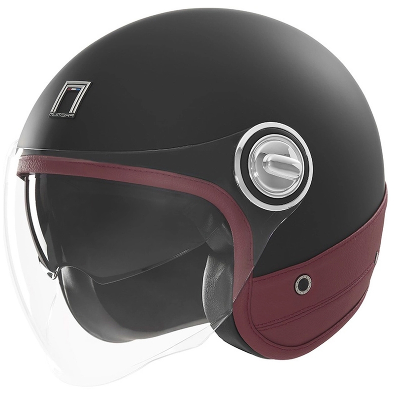 Open motorhelm NOX PREMIUM Heritage matzwart met rood leer