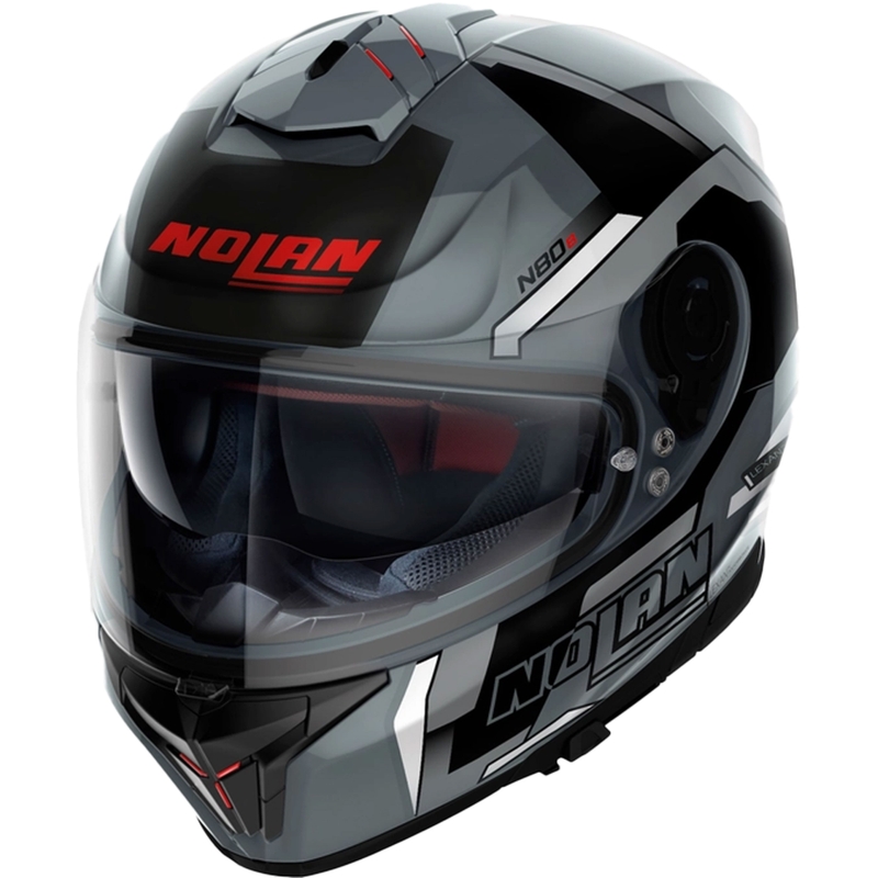 Nolan N80-8 Gezocht N-com integraal motorhelm glanzend zwart-grijs
