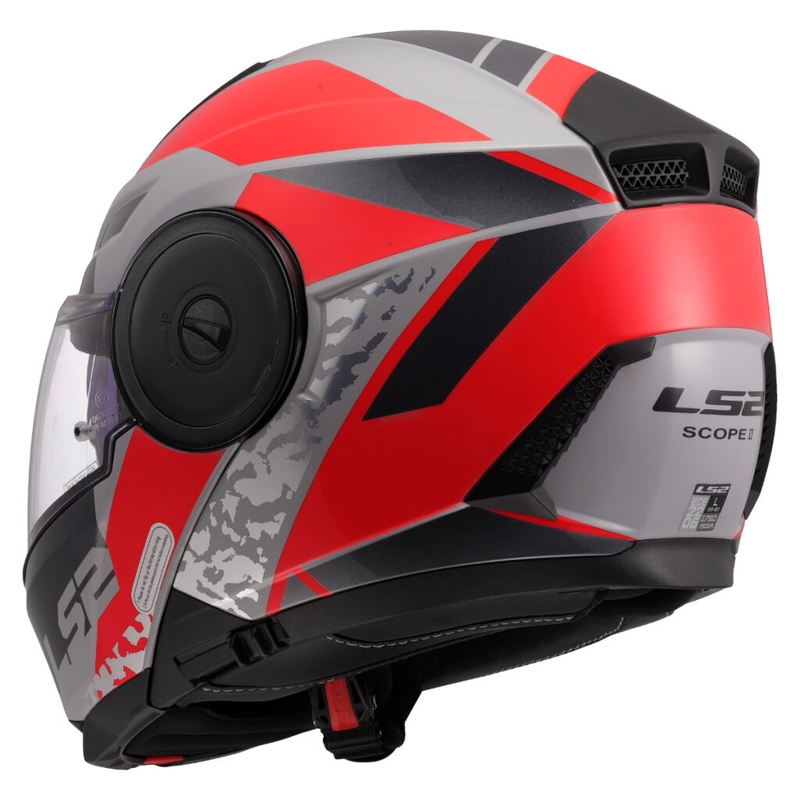 Opklapbare motorhelm LS2 FF902 Scope II Oxyd grijs-rood
