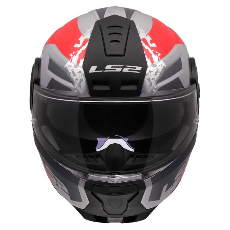 Opklapbare motorhelm LS2 FF902 Scope II Oxyd grijs-rood