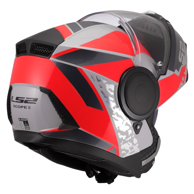 Opklapbare motorhelm LS2 FF902 Scope II Oxyd grijs-rood