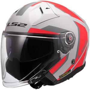 Open motorhelm LS2 OF603 Infinity II Focus grijs-rood