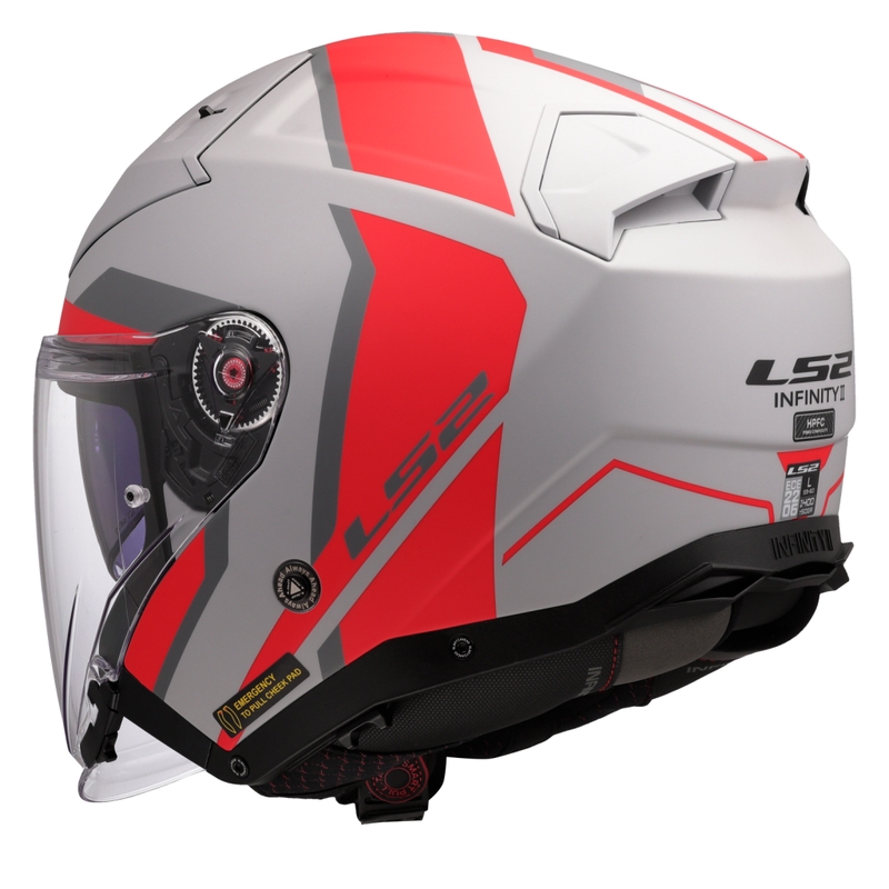 Open motorhelm LS2 OF603 Infinity II Focus grijs-rood