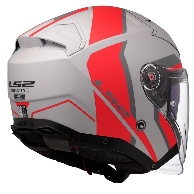 Open motorhelm LS2 OF603 Infinity II Focus grijs-rood