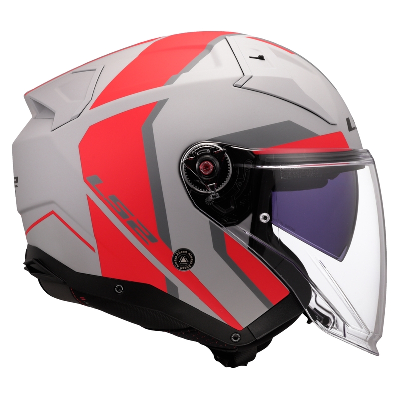 Open motorhelm LS2 OF603 Infinity II Focus grijs-rood
