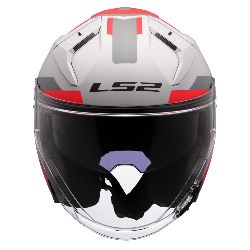 Open motorhelm LS2 OF603 Infinity II Focus grijs-rood