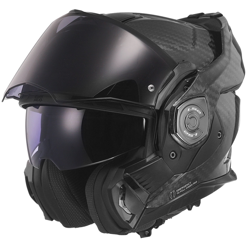 Opklapbare motorhelm LS2 FF901 Advant X Solid Carbon zwart