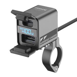 Interphone USB-C, USB-A lader met motoracculader zwart