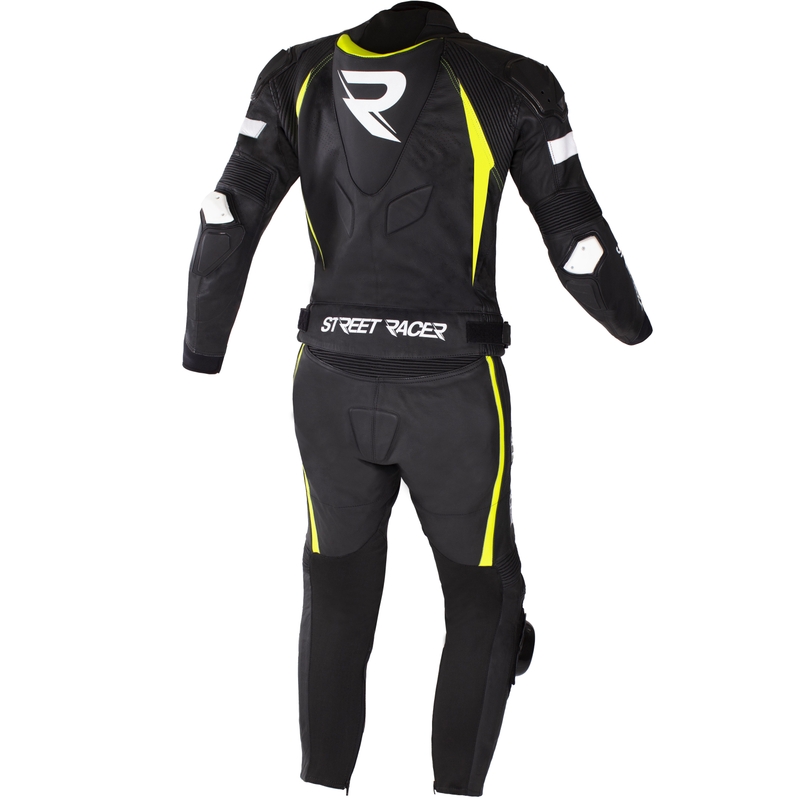 Street Racer Fast Track 2.1 leren motorpak zwart-fluorescent geel-wit