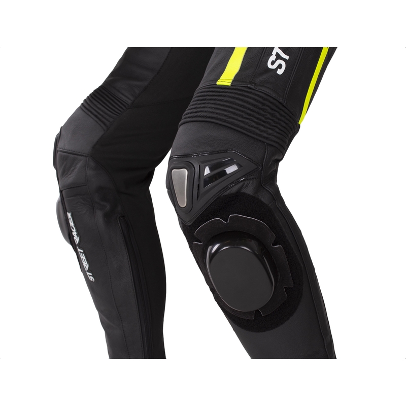 Street Racer Fast Track 2.1 leren motorpak zwart-fluorescent geel-wit