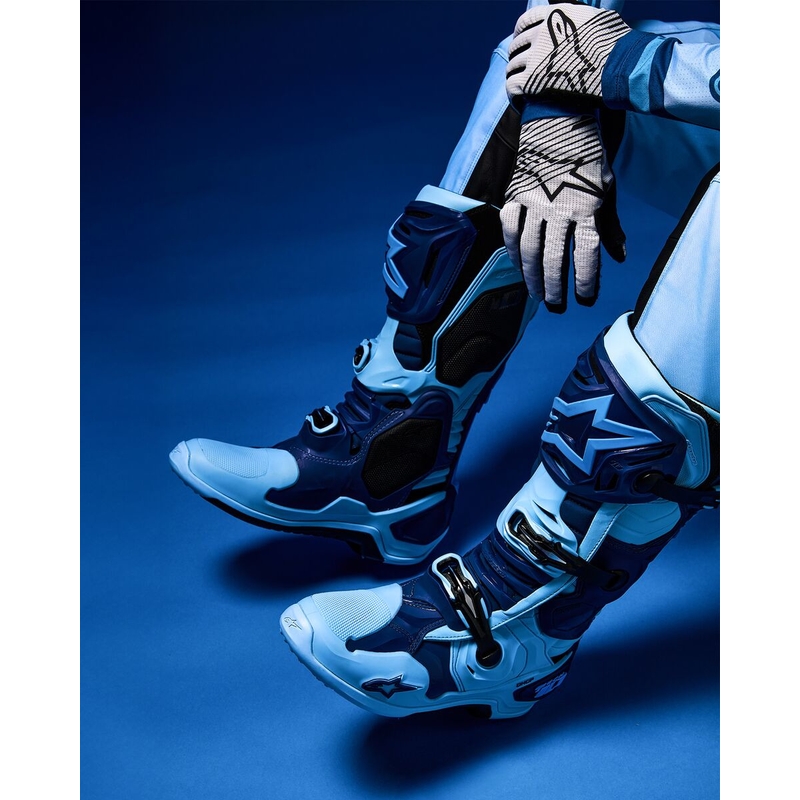 Alpinestars Tech 10 Limited Edition Steelers Motorlaarzen Blauw-Lichtblauw