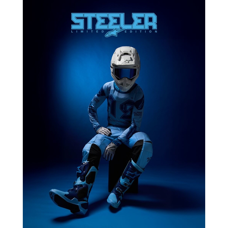 Alpinestars Tech 10 Limited Edition Steelers Motorlaarzen Blauw-Lichtblauw
