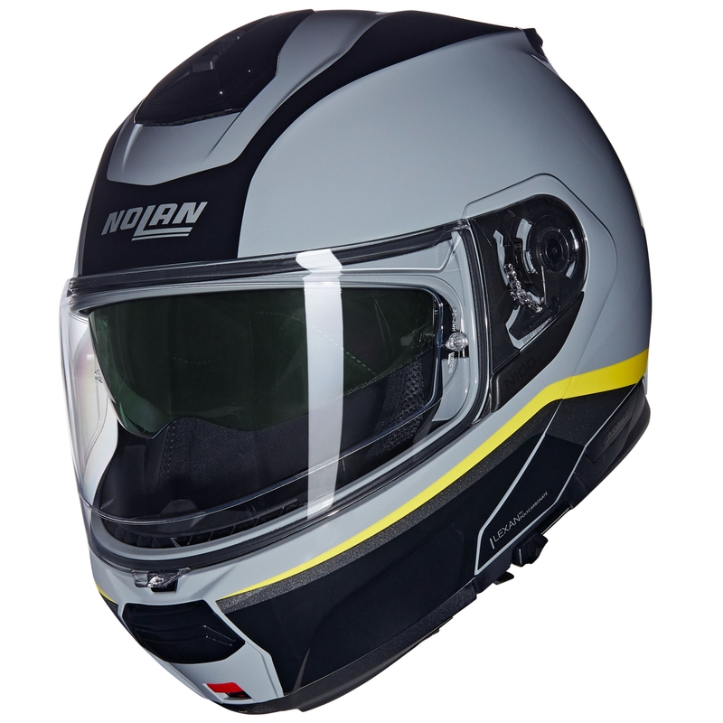 Opklapbare motorhelm Nolan N100-6 Incognito N-COM 346 grijs-zwart-geel