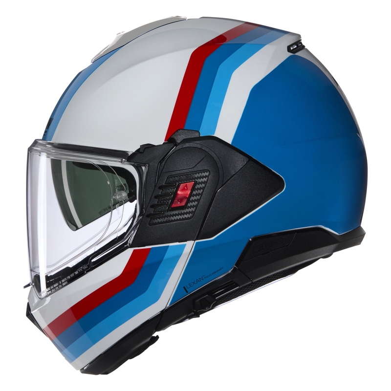 Opklapbare motorhelm Nolan N120-1 Lineo N-COM 347 wit-blauw-rood