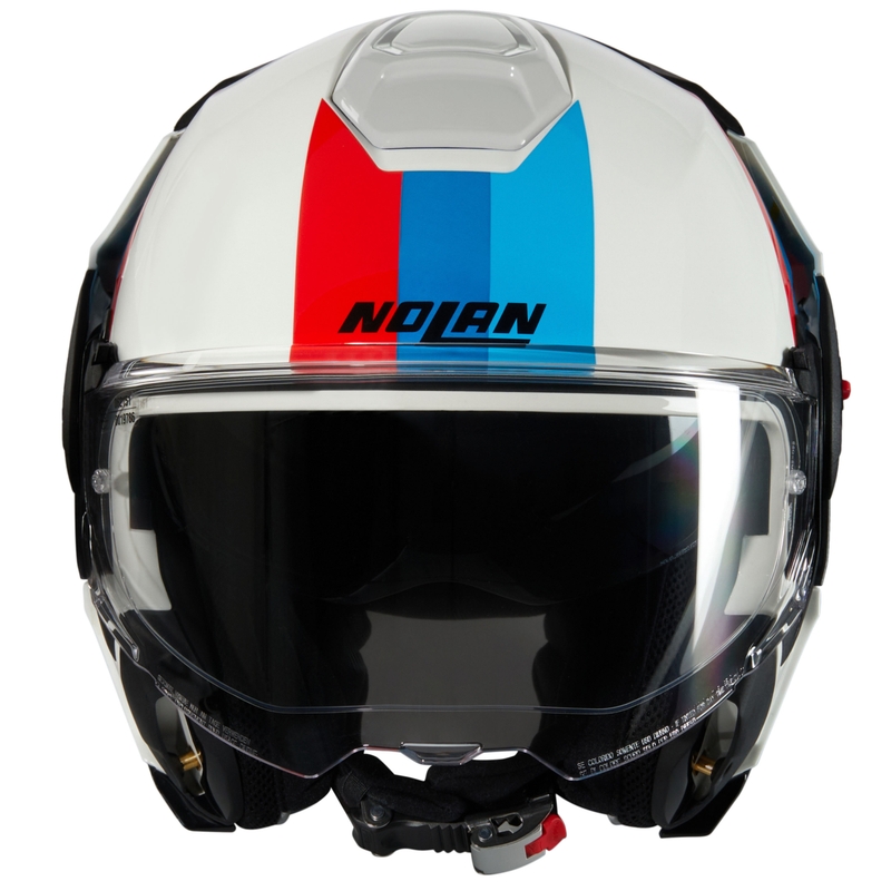 Opklapbare motorhelm Nolan N120-1 Lineo N-COM 347 wit-blauw-rood