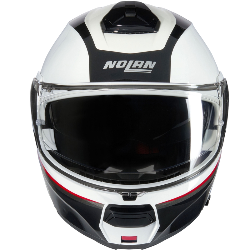Opklapbare motorhelm Nolan N100-6 Incognito N-COM 344 wit-zwart-rood