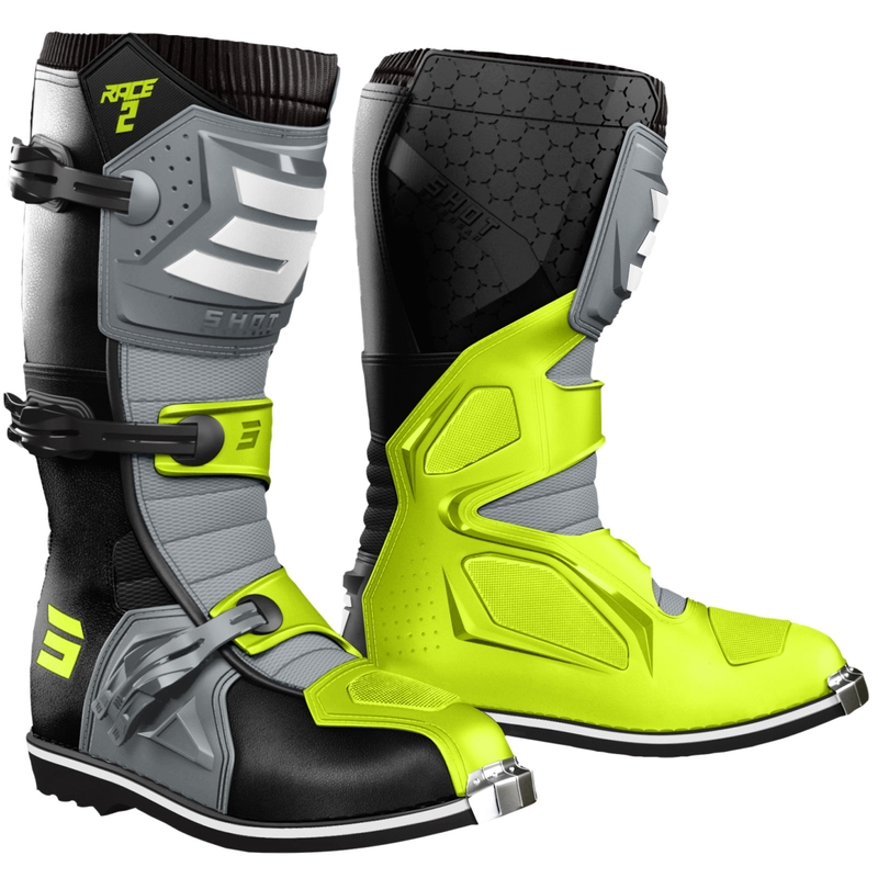 Shot Race 2 motorcrosslaarzen zwart-grijs-fluor geel