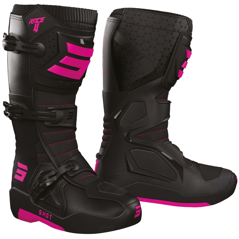 Shot Race 4 motorcrosslaarzen zwart-fluo roze
