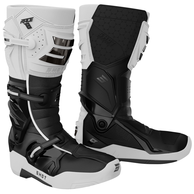 Shot Race 8 motorcrosslaarzen wit-zwart