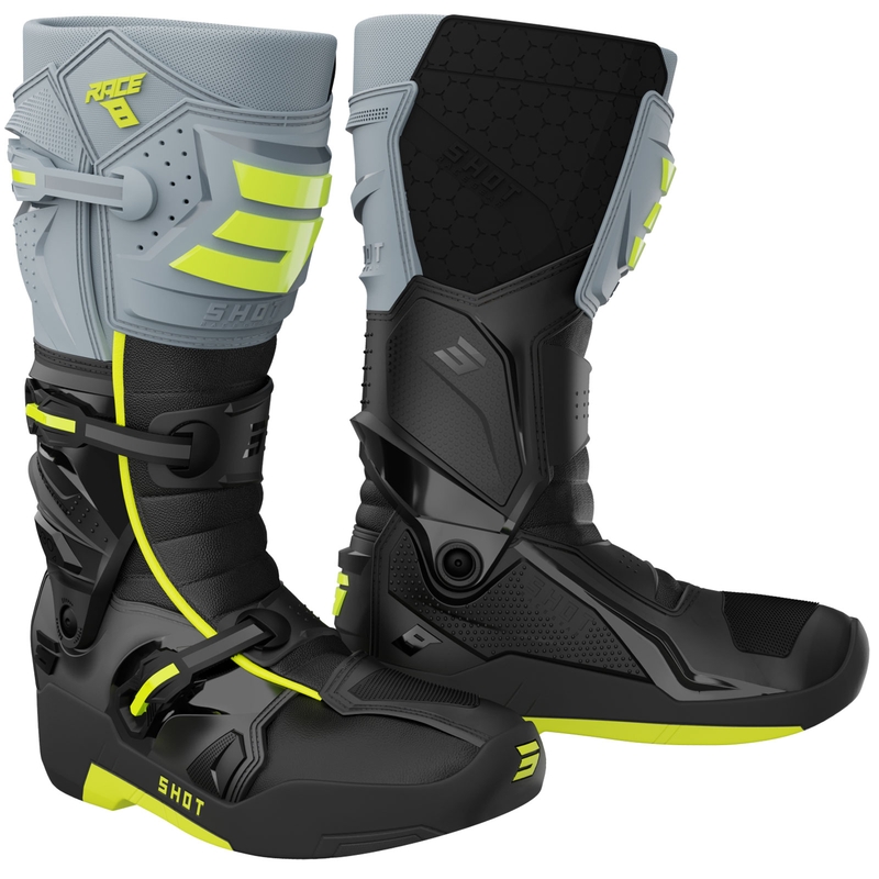 Shot Race 8 motorcrosslaarzen zwart-grijs-fluor geel