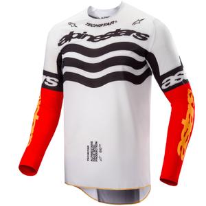 Alpinestars Techstar motorcross shirt limited edition Diep zwart-wit-fluorrood-oranje