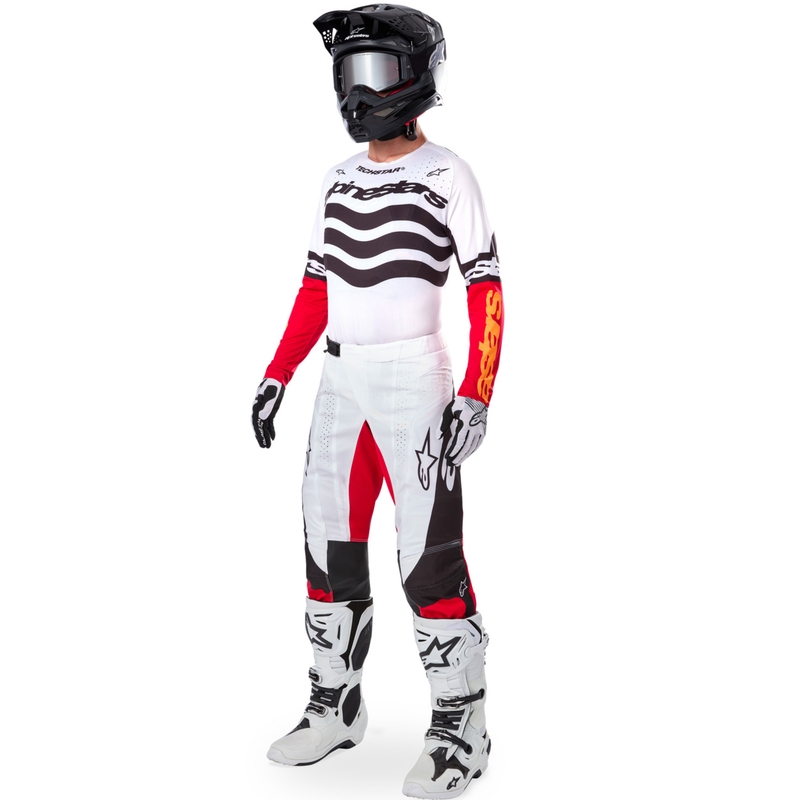 Alpinestars Techstar motorcross shirt limited edition Diep zwart-wit-fluorrood-oranje
