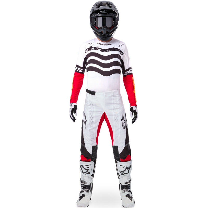 Alpinestars Techstar motorcross shirt limited edition Diep zwart-wit-fluorrood-oranje