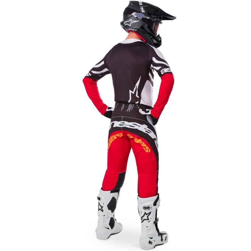Alpinestars Techstar motorcross shirt limited edition Diep zwart-wit-fluorrood-oranje