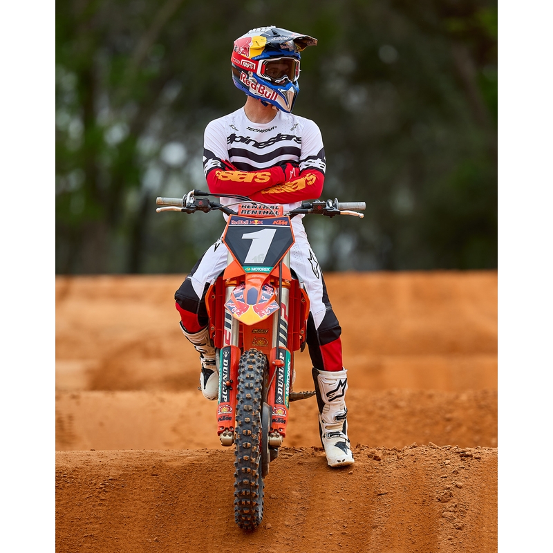 Alpinestars Techstar motorcross shirt limited edition Diep zwart-wit-fluorrood-oranje