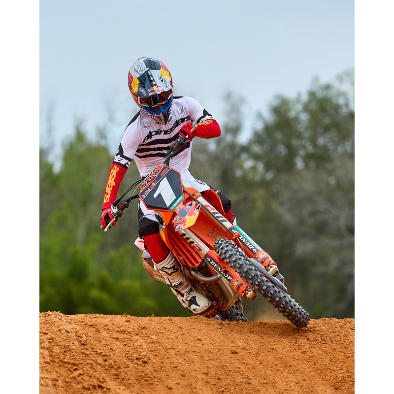 Alpinestars Techstar motorcross shirt limited edition Diep zwart-wit-fluorrood-oranje