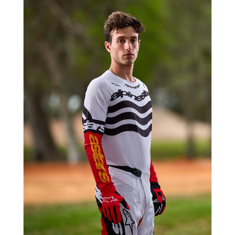 Alpinestars Techstar crossbroek limited edition Diepzwart-wit-fluorrood-oranje