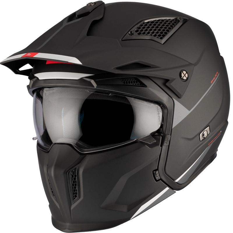 Open helm met masker MT Streetfighter SV S Solid A1 zwart mat