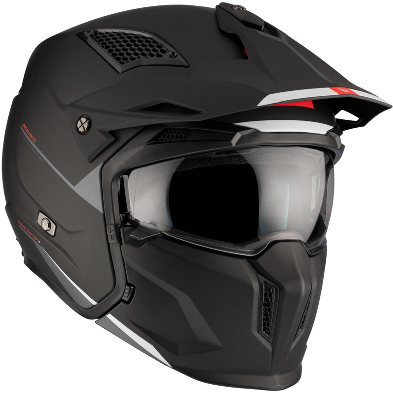Open helm met masker MT Streetfighter SV S Solid A1 zwart mat