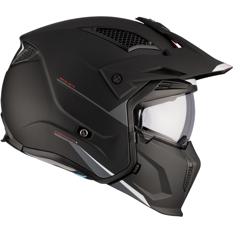 Open helm met masker MT Streetfighter SV S Solid A1 zwart mat