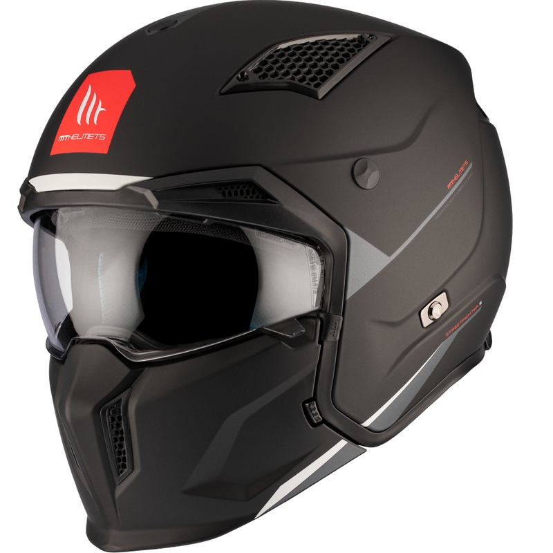 Open helm met masker MT Streetfighter SV S Solid A1 zwart mat