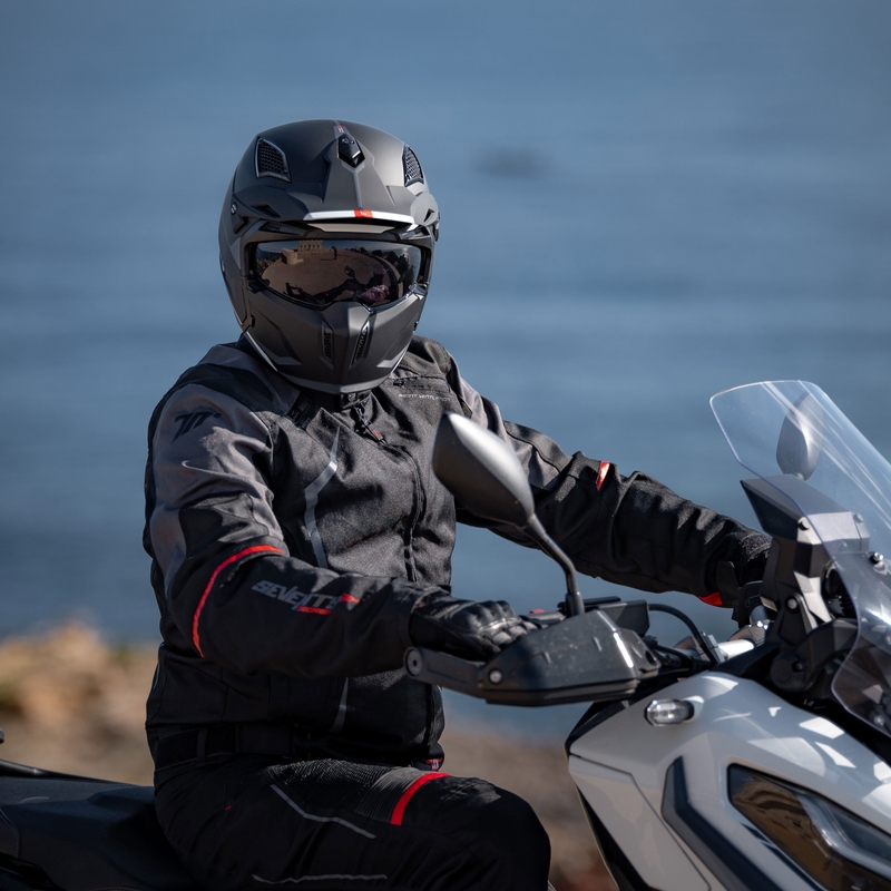 Open helm met masker MT Streetfighter SV S Solid A1 zwart mat