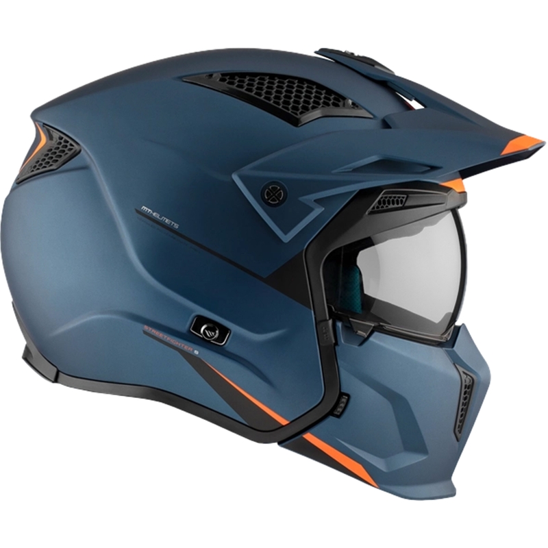Open helm met masker MT Streetfighter SV S Solid A7 mat blauw
