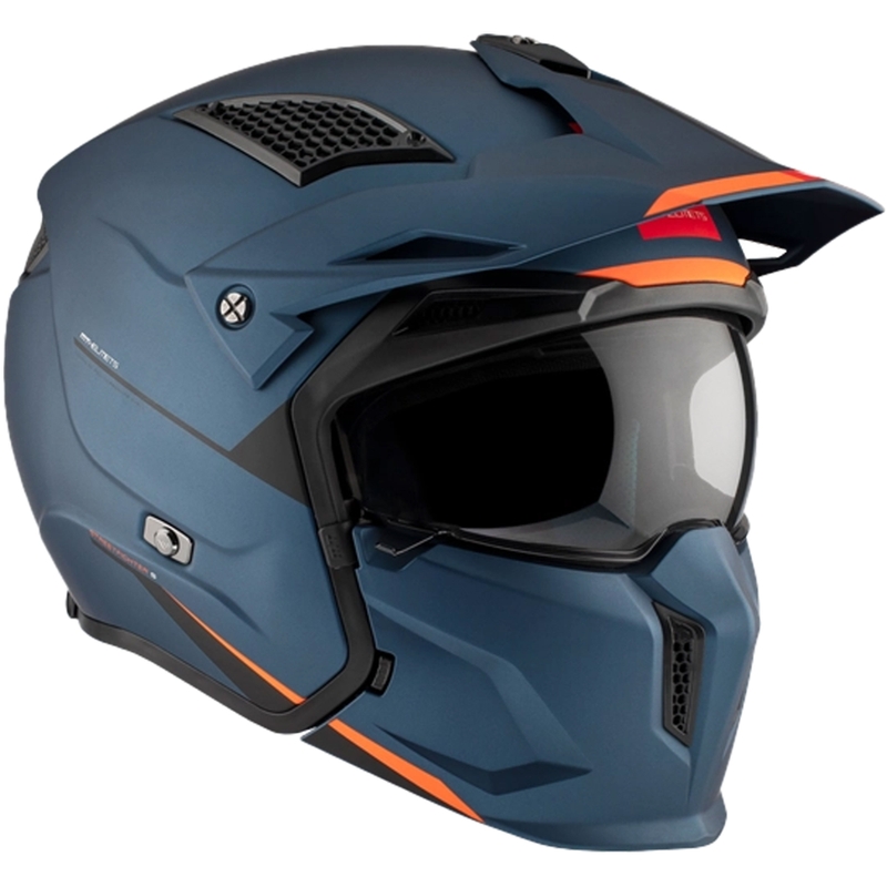 Open helm met masker MT Streetfighter SV S Solid A7 mat blauw