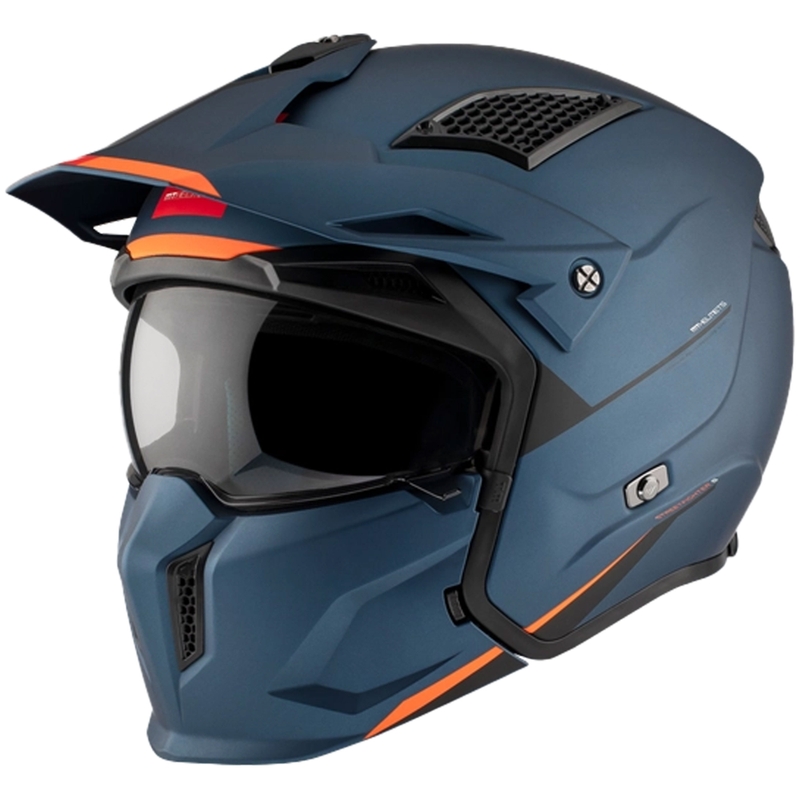 Open helm met masker MT Streetfighter SV S Solid A7 mat blauw